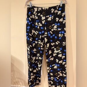 Anthropologie Maeve Colette Black Floral Print Ponte Pants with Floral Pattern